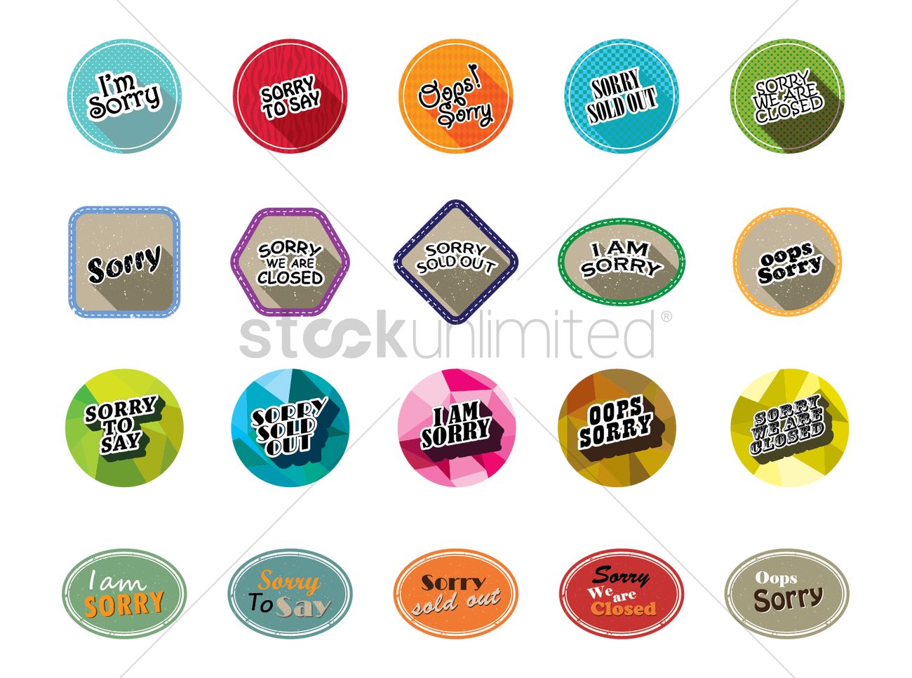 1300x966 Sorry Icon Set Vector Image