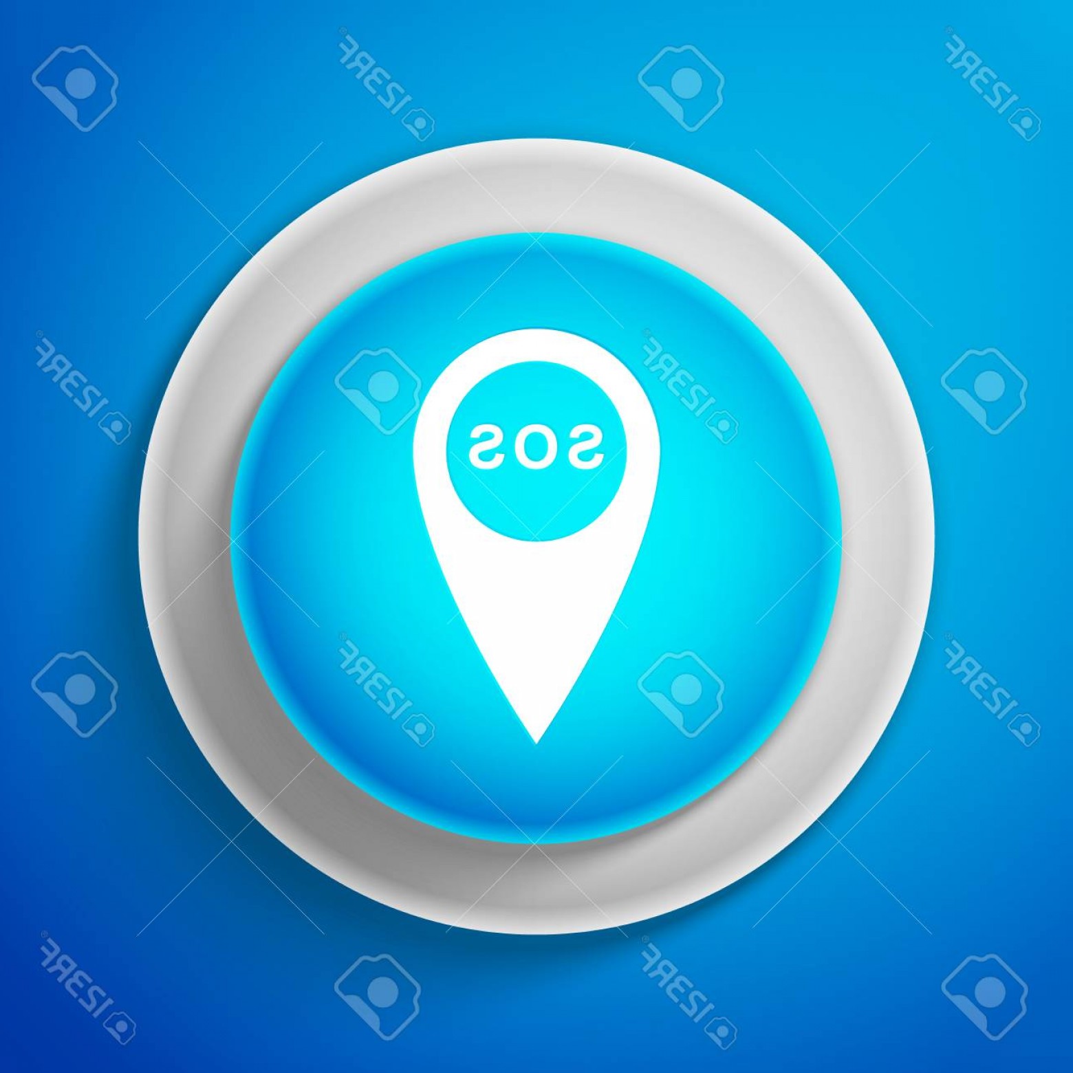 1560x1560 Photostock Vector White Marker Location With Sos Icon Isolated