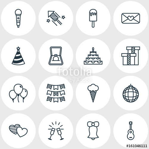 500x500 Vector Illustration Of Party Icons Editable Pack Of Heart