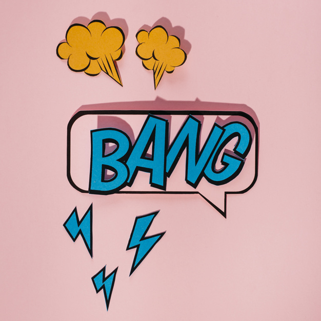 626x626 Sound Effect Bang Icon Speech Bubble On Pink Background Photo