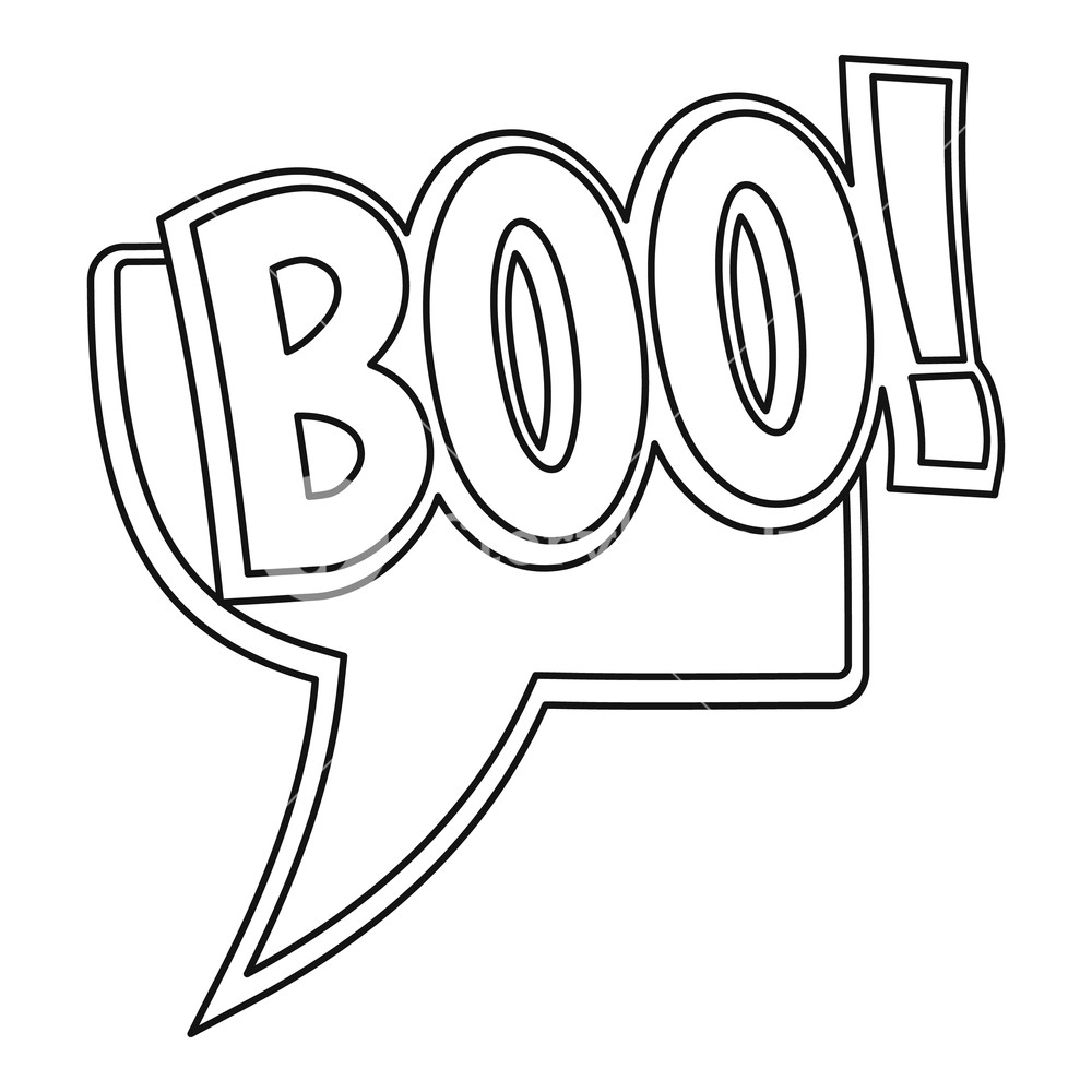 1000x1000 Boo, Comic Text Sound Effect Icon Outline Illustration Of Boo