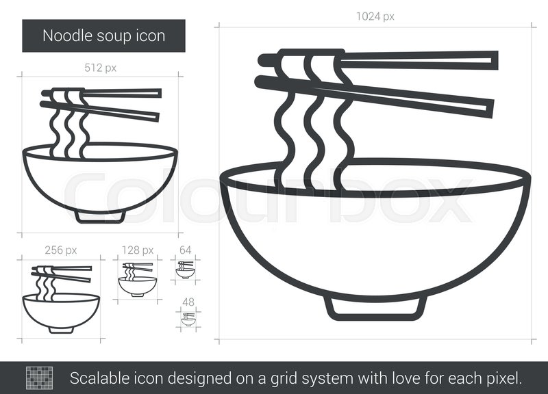 800x576 Noodle Soup Vector Line Icon Isolated Stock Vector Colourbox