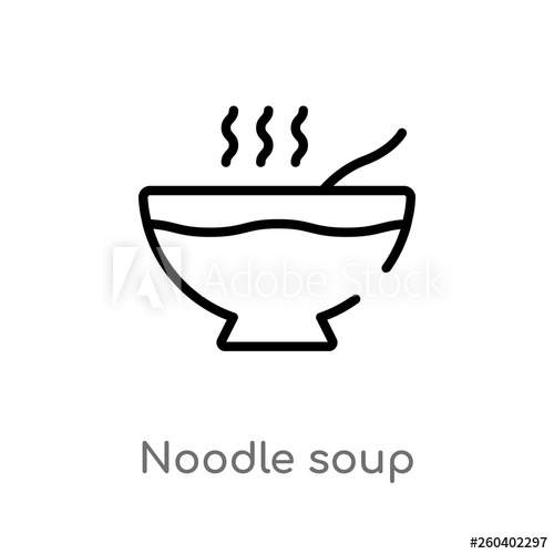 500x500 Outline Noodle Soup Vector Icon Isolated Black Simple Line