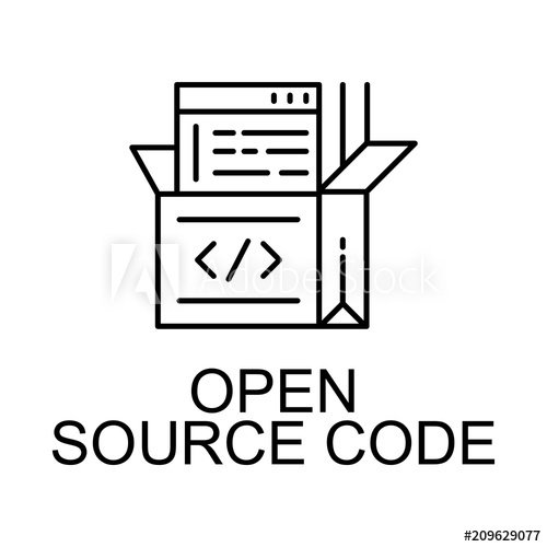 500x500 Open Source Code Icon Element Of Web Development Signs With Name