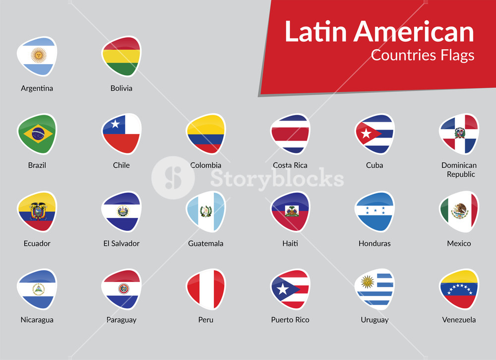 1000x725 Latin American Countries Flags Vector Icon