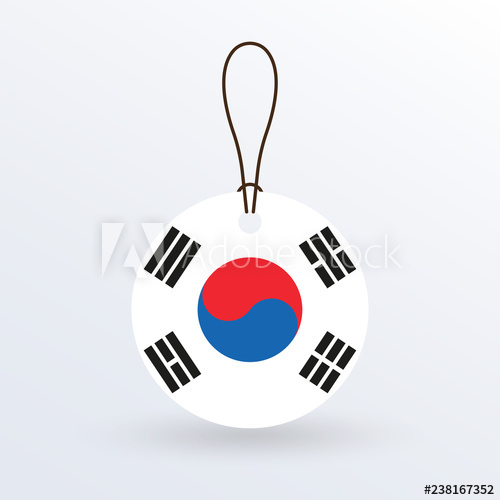500x500 South Korea Flag Hanging Tag Korean Round Flag Icon And National