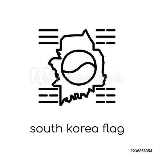 500x500 South Korea Flag Icon Trendy Modern Flat Linear Vector South