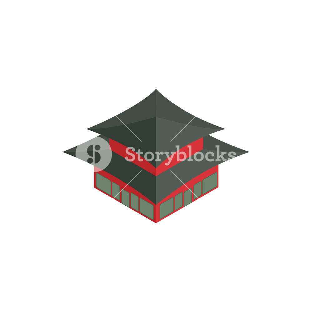 1000x1000 Pagoda In South Korea Icon In Isometric Style Isolated On White