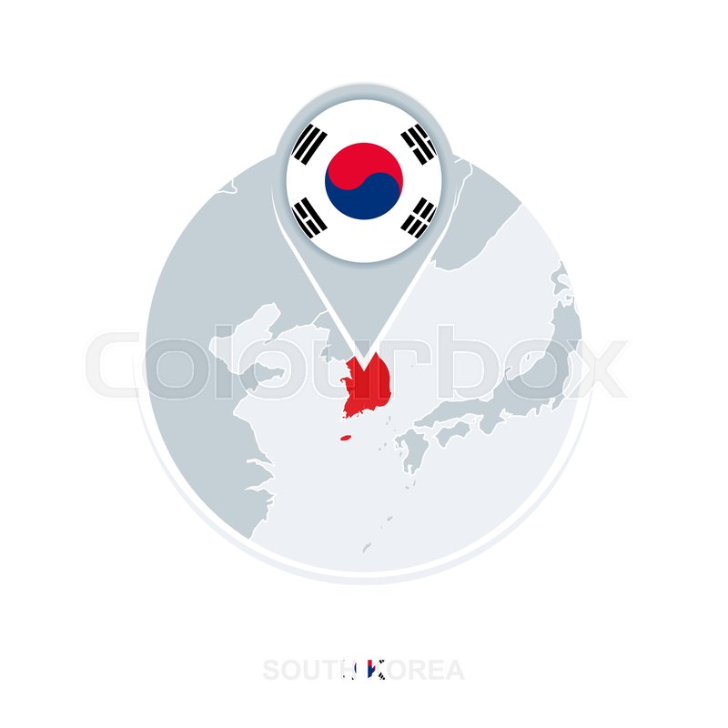 800x800 South Korea Map And Flag, Vector Map Stock Vector Colourbox
