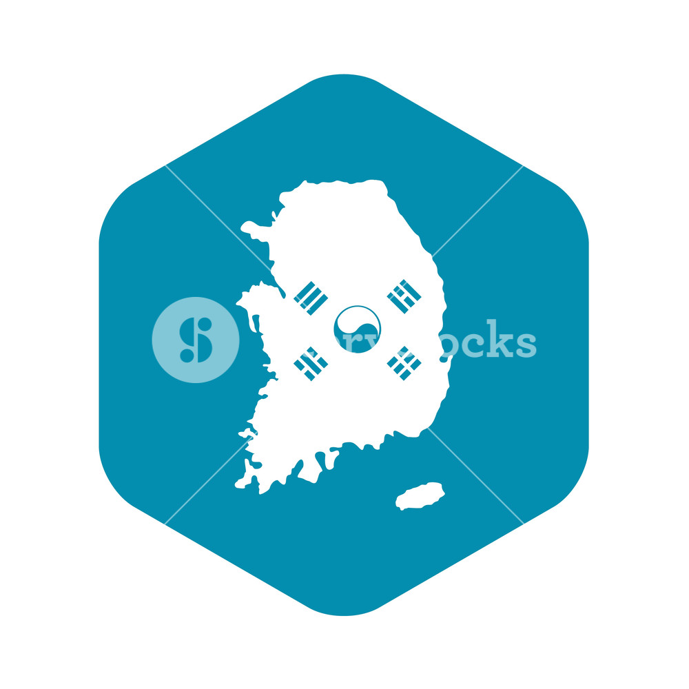 1000x1000 South Korea Map With National Flag Icon In Simple Style Isolated