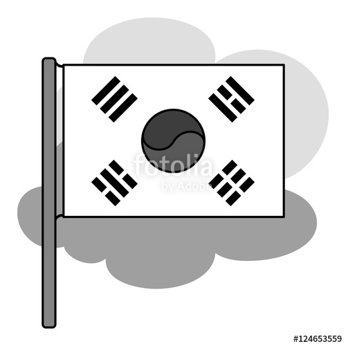500x500 Flag Of South Korea Icon In Monochrome Style Isolated On White