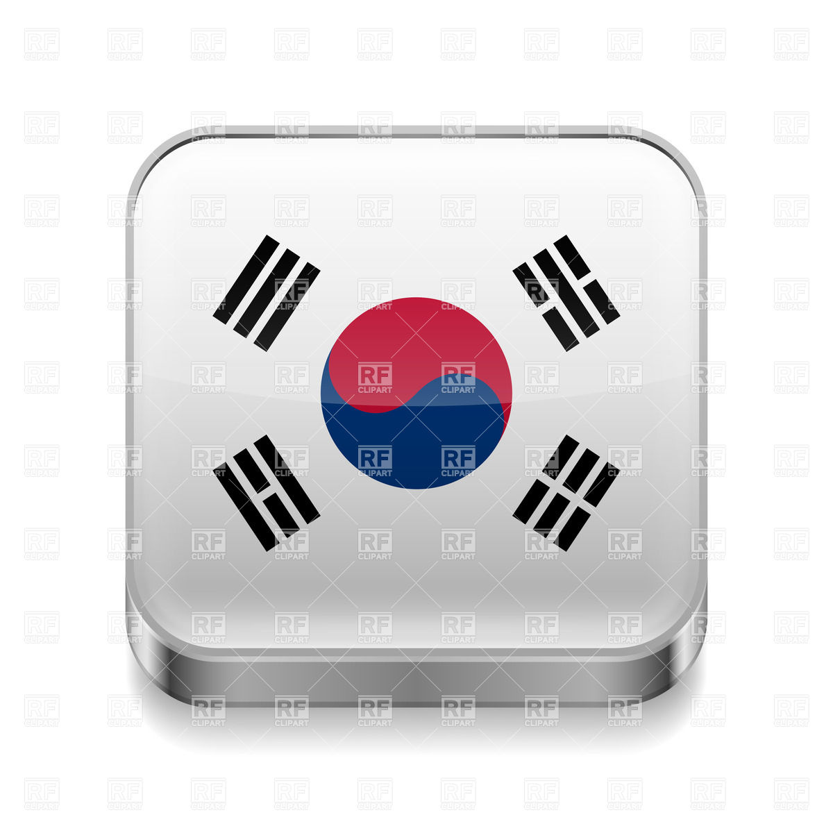 1200x1200 South Korean Flag Colors On Metal Square Icon Vector Image