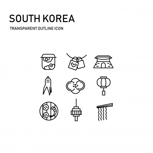 626x626 South Korea Icon Design With Transparent Thin Line Vector