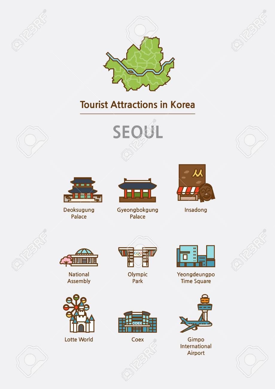 919x1300 Stock Vector Dream Travel Places In Korea Map, South