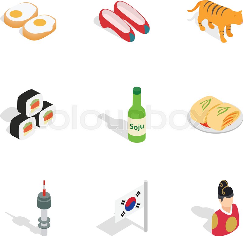800x777 Symbols Of South Korea Icons Set Stock Vector Colourbox