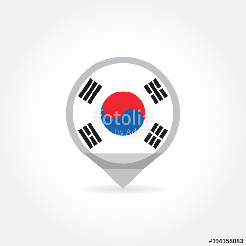 500x500 Flag Of South Korea Icon In Shape Of Map Pointer Or Marker Korean