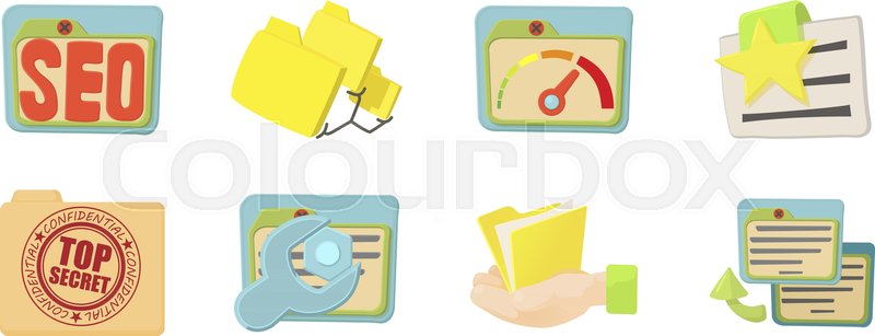800x307 Folder Icon Set Cartoon Set Of Folder Stock Vector Colourbox