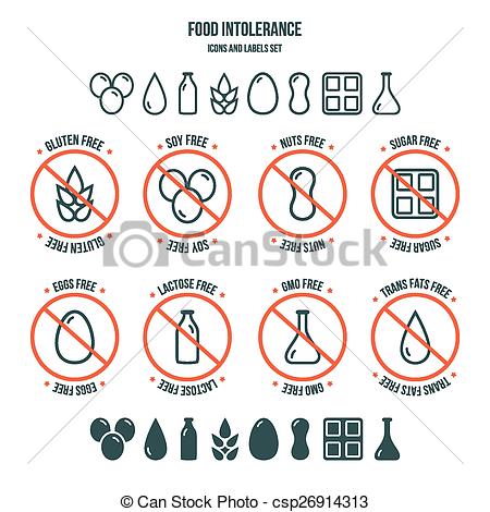 450x470 Food Intolerance Icons And Labels Set Diet Icons And Labels, Food