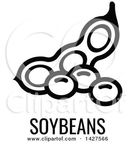 450x470 Clipart Of A Black And White Food Allergen Icon Of Soybeans Over