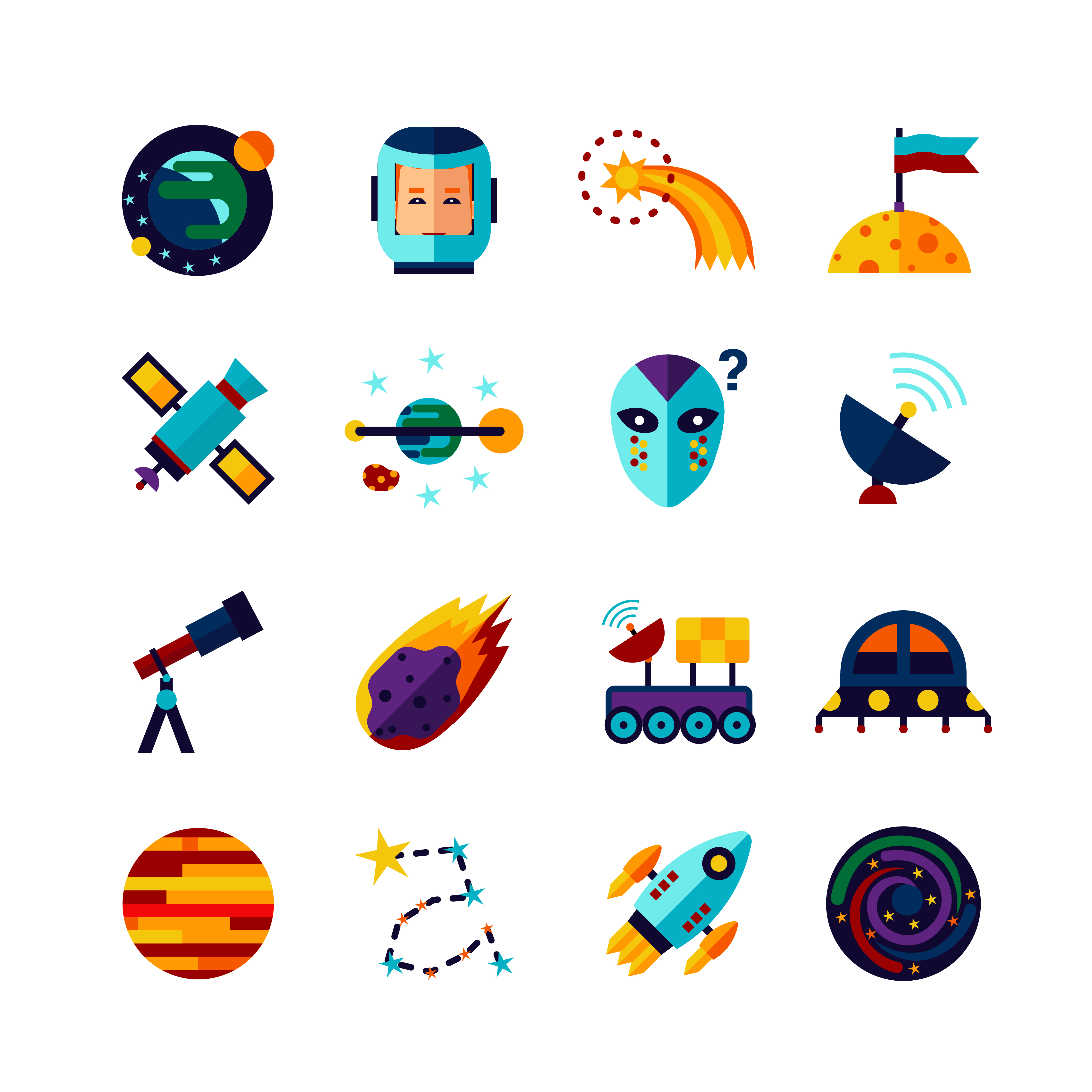 Space Symbols Flat Icons Set 4500x4500 Space Symbols Flat Icons Set