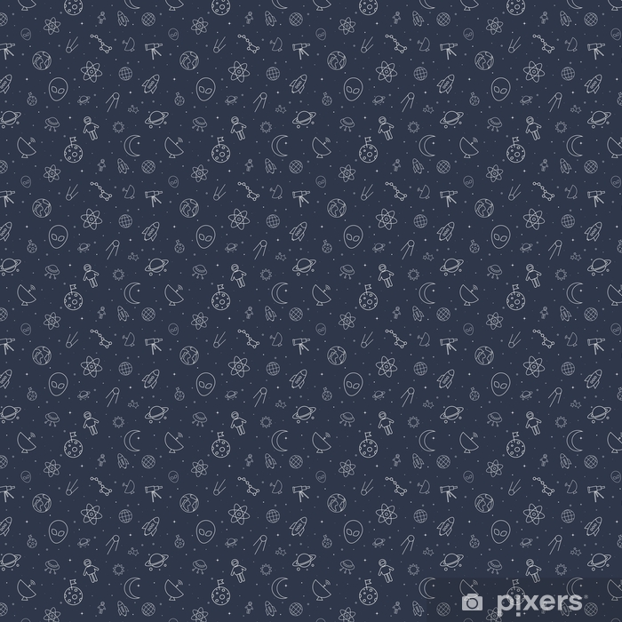 700x700 Space Icon Seamless Pattern, Line Style Wallpaper