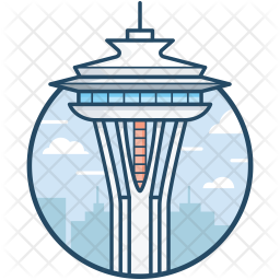 256x256 Space Needle Icon Of Colored Outline Style