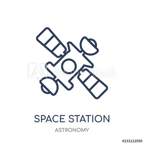 500x500 Space Station Icon Space Station Linear Symbol Design