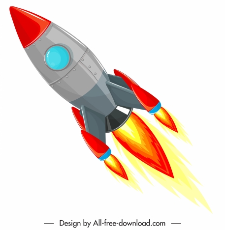 457x468 Rocket Spaceship Icon Colorful Modern Design Flying Sketch Vectors