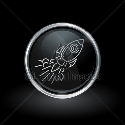 500x500 Galactic Spacecraft Icon Inside Round Silver And Black Em Gl
