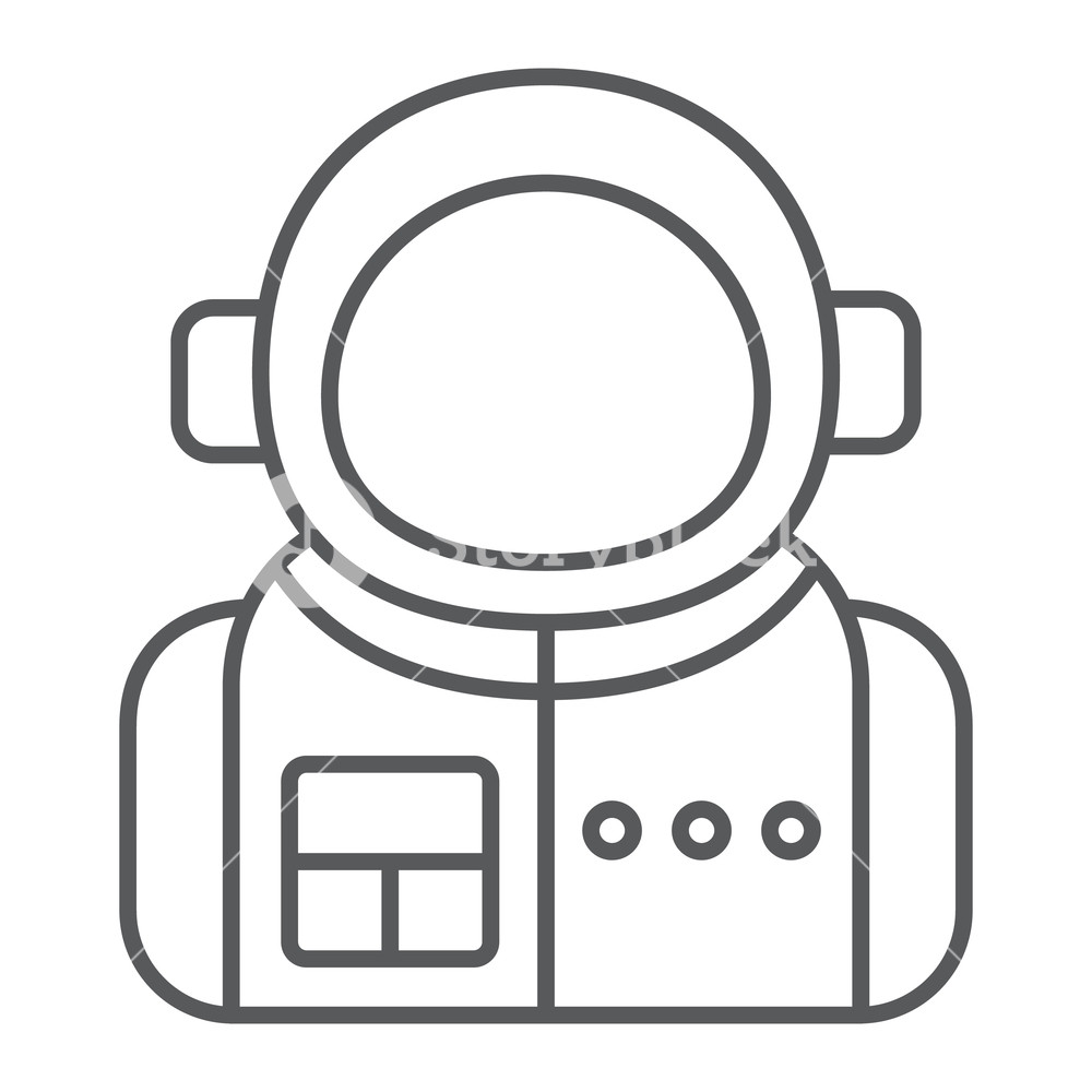 1000x1000 Astronaut Thin Line Icon, Spaceman And Astronomy, Cosmonaut Sign