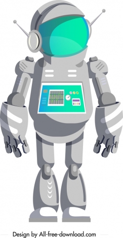 243x468 Spaceman Icon Shiny Modern Colored Costume Decor Vectors Stock