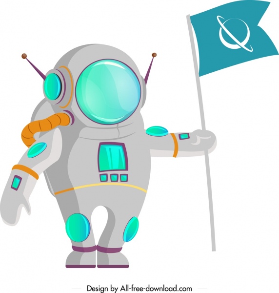 572x600 Spaceman Icon Shiny Modern Design Cartoon Sketch Free Vector