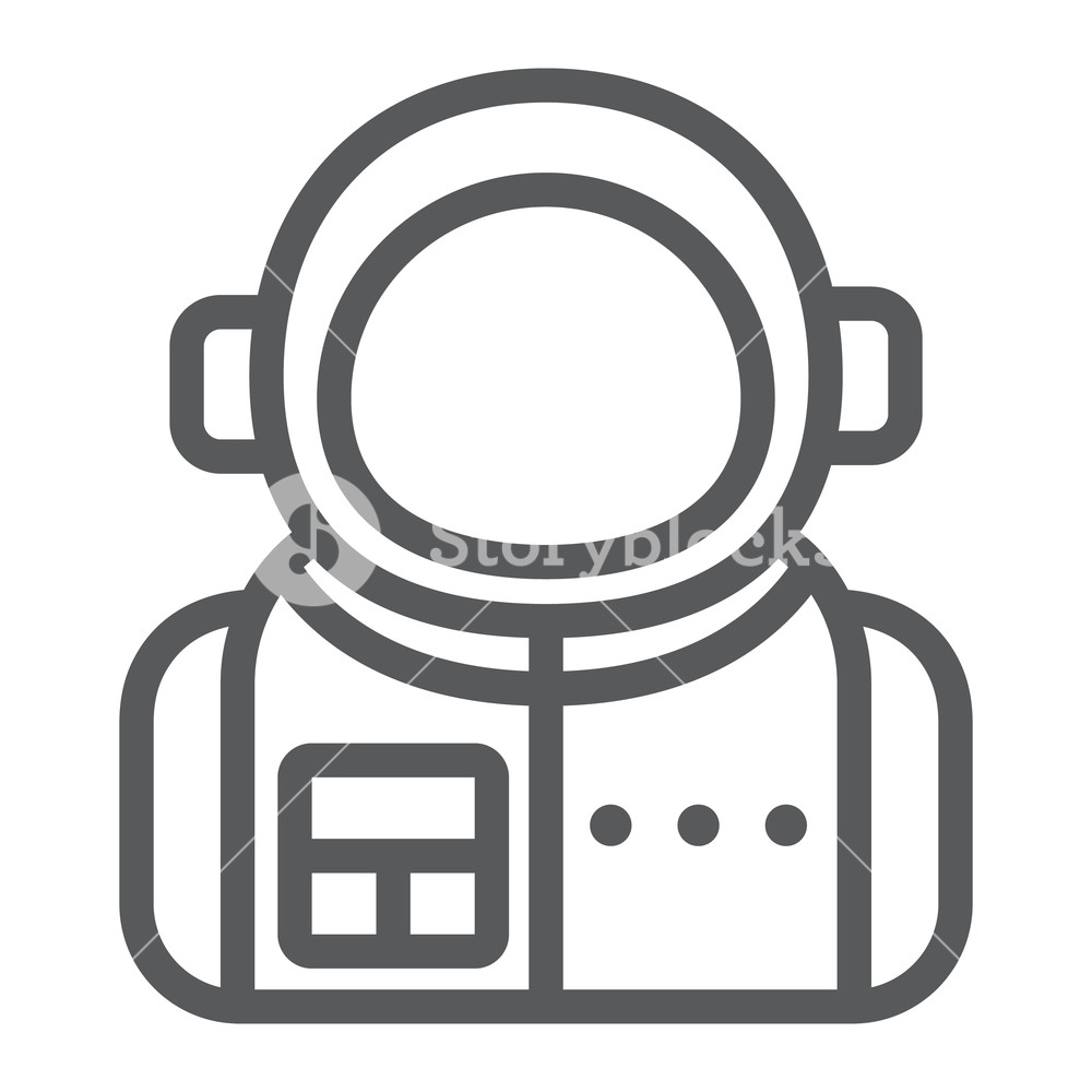 1000x1000 Astronaut Line Icon, Spaceman And Astronomy, Cosmonaut Sign