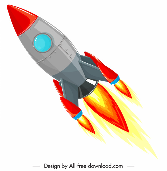 586x600 Rocket Spaceship Icon Colorful Modern Design Flying Sketch Free