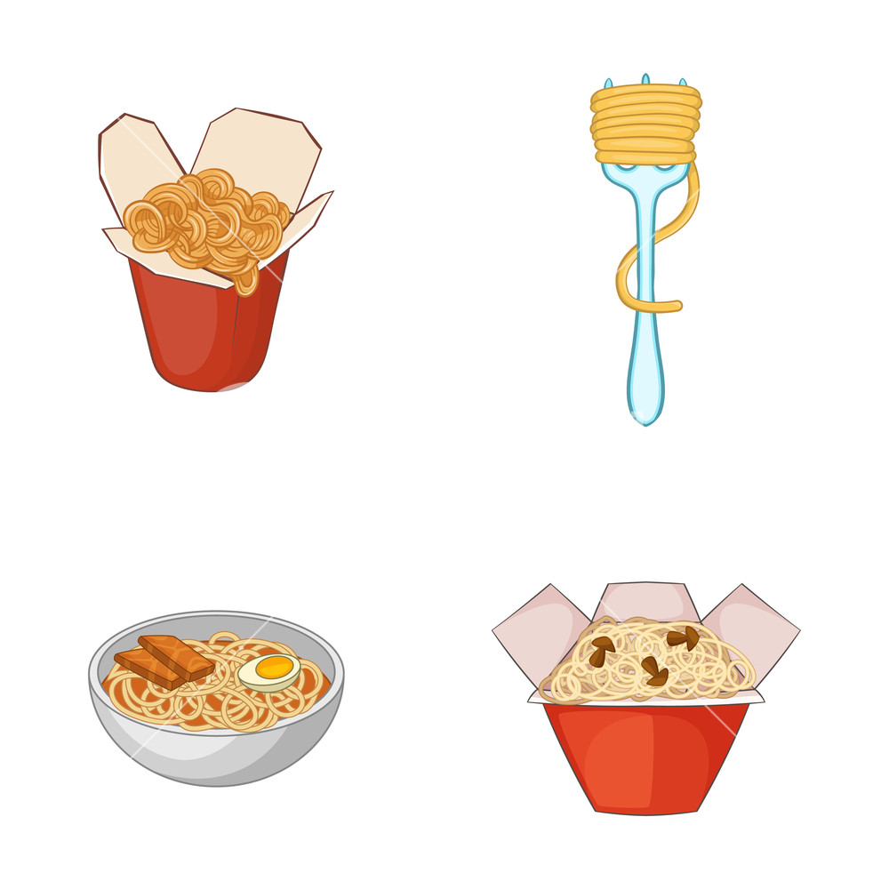 1000x1000 Spaghetti Icon Set Cartoon Set Of Spaghetti Vector Icons For Your