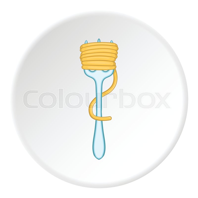 800x800 Fork With Spaghetti Icon In Cartoon Stock Vector Colourbox