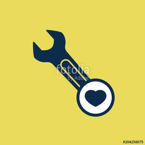 500x500 Spanner Icon With Heart Sign Spanner Icon And Favorite, Like
