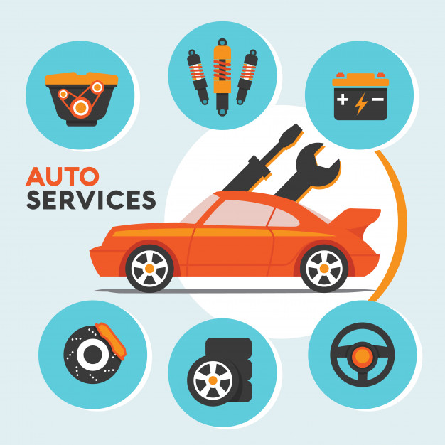 626x626 Car Service And Maintenance With Spare Parts Icon And Info