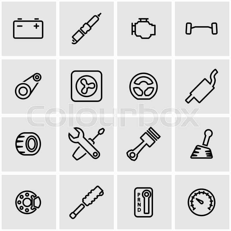 800x800 Vector Line Car Parts Icon Set Car Stock Vector Colourbox