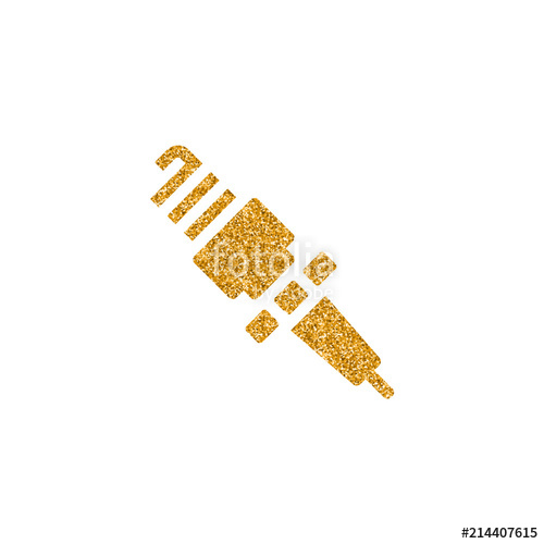 500x500 Spark Plug Icon In Gold Glitter Texture Sparkle Luxury Style