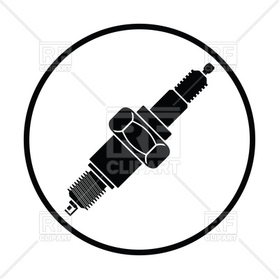 400x400 Spark Plug Icon With Circle Frame Vector Image Of Industrial