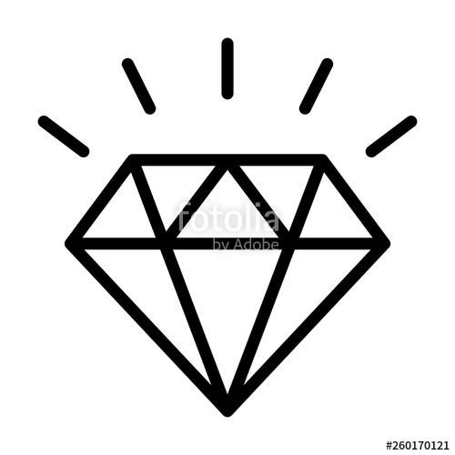 Diamond Gemstone With Sparkle Line Art Vector Icon For Jewelry 500x500 Diamond Gemstone With Sparkle Line Art Vector Icon For Jewelry