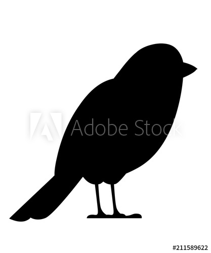 417x500 Black Silhouette Sparrow Bird Flat Cartoon Character Design