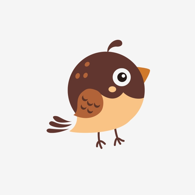 640x640 Cute Cartoon Vector Sparrow Bird Icon Element, International Love