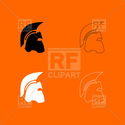 400x400 Spartan Helmet Icon On Orange Background Vector Image Of Icons