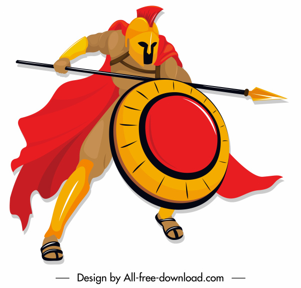 600x575 Spartan Knight Icon Attack Gesture Motion Design Free Vector