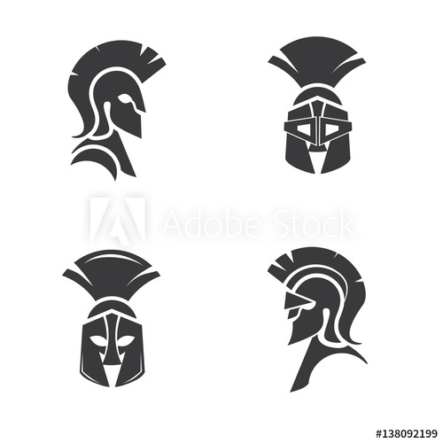 500x500 Warrior Icon In Spartan Style Stylized Helmet And Soldier