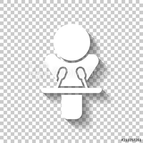 500x500 Speaker Icon Man And Microphones White Icon With Shadow On Tra