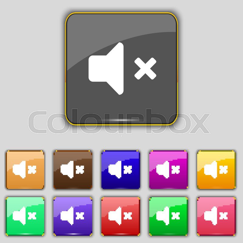 800x800 Mute Speaker Sound Icon Sign Set Stock Vector Colourbox