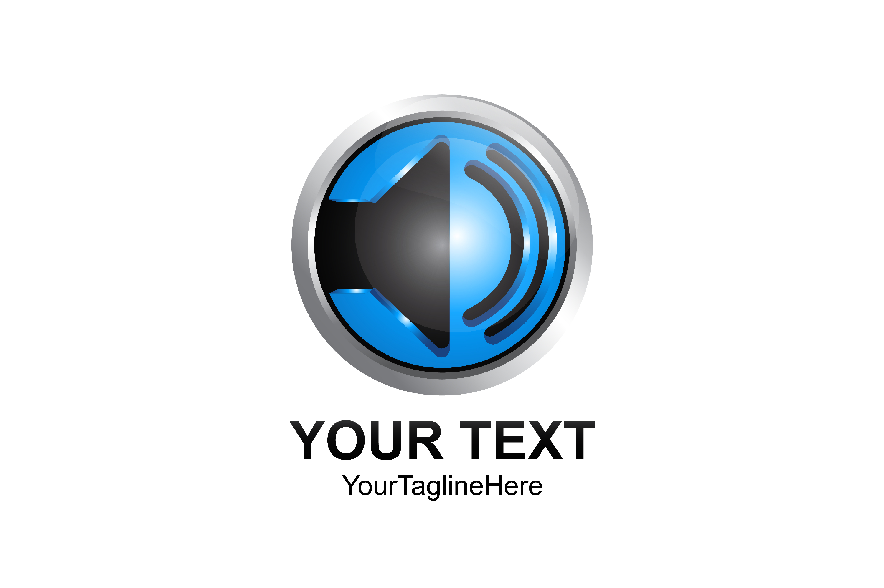 3000x1997 Simple Circle Sound Speaker Volume Icon Logo Template Vector